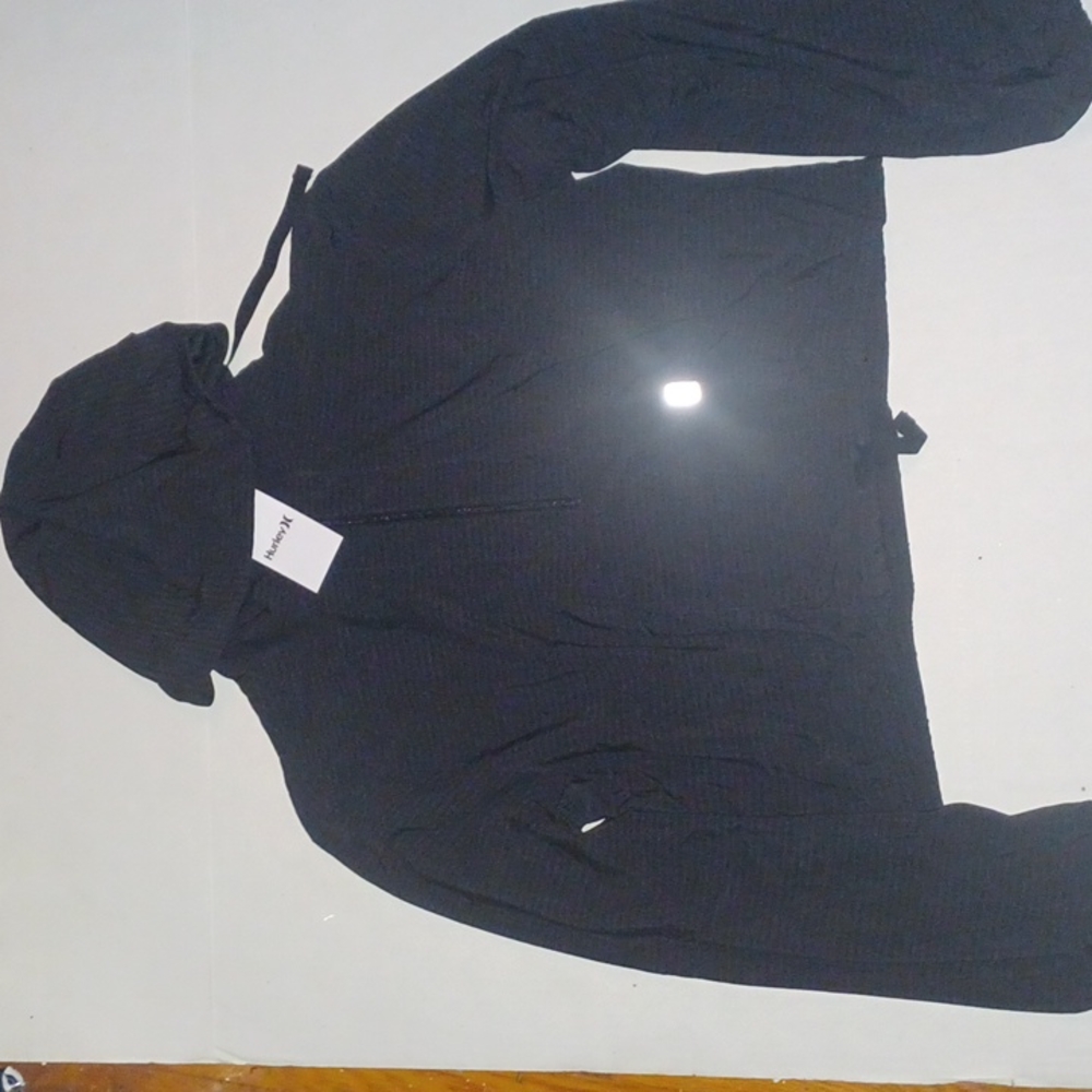 Hurley Striped 1/4 Zip Crop Windbreaker Size-L Color-Black/Gray NWT